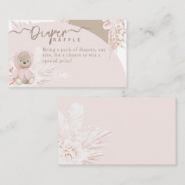 Tarjeta De Recepción Teddy Bear Moderno Boho Pink Baby Shower Diaper