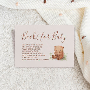 Tarjeta De Recepción Teddy Bear Mom con Baby Shower Books