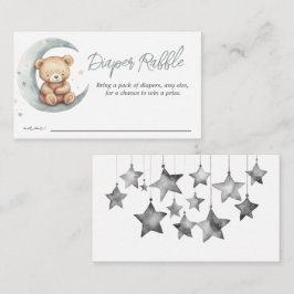 Tarjeta De Recepción Teddy Bear Moon Baby Shower Diaper Raffle