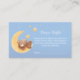 Tarjeta De Recepción Teddy Bear Moon Blue Baby Shower Diaper Raffle