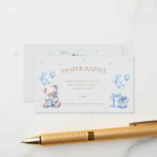 Tarjeta De Recepción Teddy Bear Moon Diaper Raffle Ticket