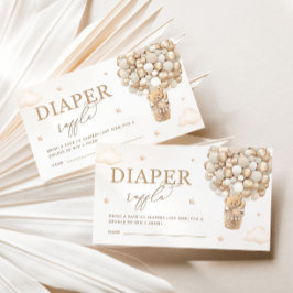 Tarjeta De Recepción Teddy Bear Neutral Baby Shower Diaper Raffle