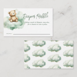 Tarjeta De Recepción Teddy Bear Nubes Baby Shower Diaper Raffle