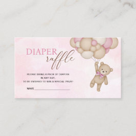 Tarjeta De Recepción Teddy Bear Pink Diaper Raffle