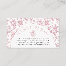 Tarjeta De Recepción Teddy Bear Pink Toile Boys para Baby Shower Enclos