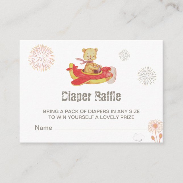 Tarjeta De Recepción *~* Teddy Bear Plano Fuegos artificiales Diaper Ra (Anverso)