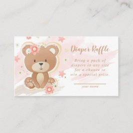 Tarjeta De Recepción Teddy Bear Rosa Baby Shower Diaper Raffle