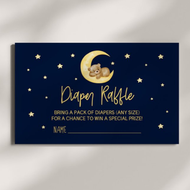 Tarjeta De Recepción Teddy Bear Stars Baby Shower Diaper Raffle Card (Subido por el creador)