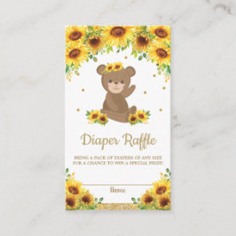 Tarjeta De Recepción Teddy Bear Sunflower Baby Shower Diaper Raffle