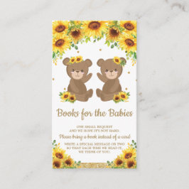Tarjeta De Recepción Teddy Bear Sunflower Twin Baby Shower trae un libr