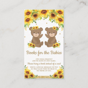 Tarjeta De Recepción Teddy Bear Sunflower Twin Baby Shower trae un libr