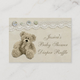 Tarjeta De Recepción Teddy Bear Vintage Lace Diaper Raffle