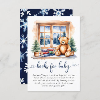 Tarjeta De Recepción Teddy Bear Winter Boy Libros Baby Shower Para Bebé