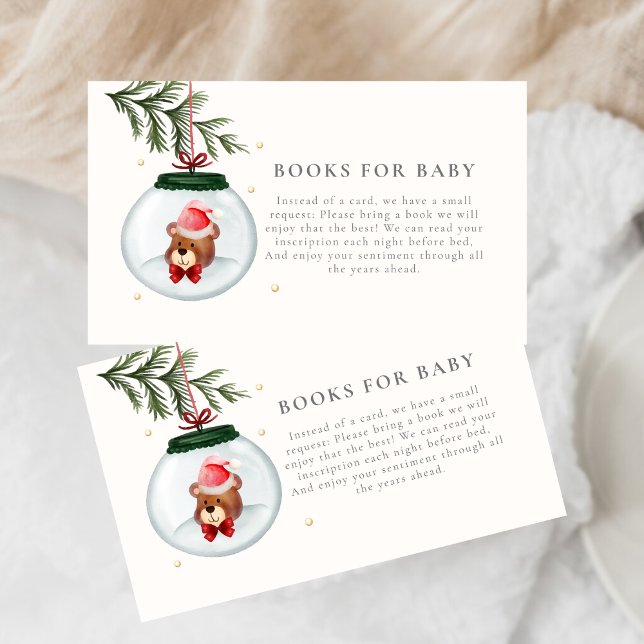 Tarjeta De Recepción Teddy Bear Winter Libros Baby Shower Para Bebé (Teddy Bear Winter Baby Shower Books For Baby Enclosure Card)
