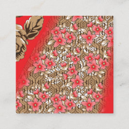 Tarjeta De Recepción Tejidos rojos vibrantes con intrincados florales y