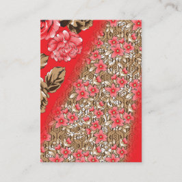 Tarjeta De Recepción Tejidos rojos vibrantes con intrincados florales y