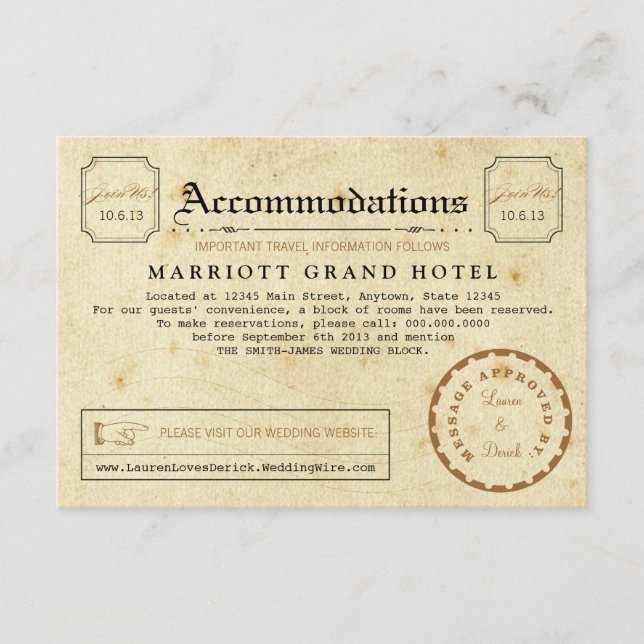 Tarjeta De Recepción Telegram Hotel Accommodation Travel Insertar tarje (Anverso)