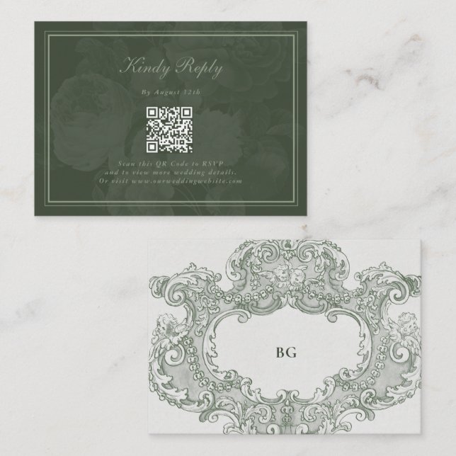 Tarjeta De Recepción Tema Boda del Fiesta del Jardín Verde Botánico Vin (Anverso / Reverso)