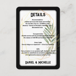 Tarjeta De Recepción Tema botánico Boda de oro negro con arcos modernos