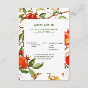 Tarjeta De Recepción Tema de acuarela de granadas Colores brillantes