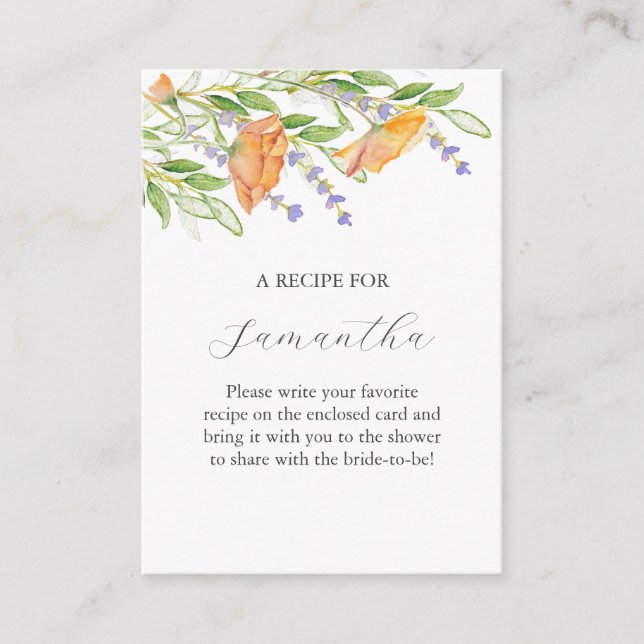 Tarjeta De Recepción Tema de boda de flores silvestres en acuarela (Anverso)