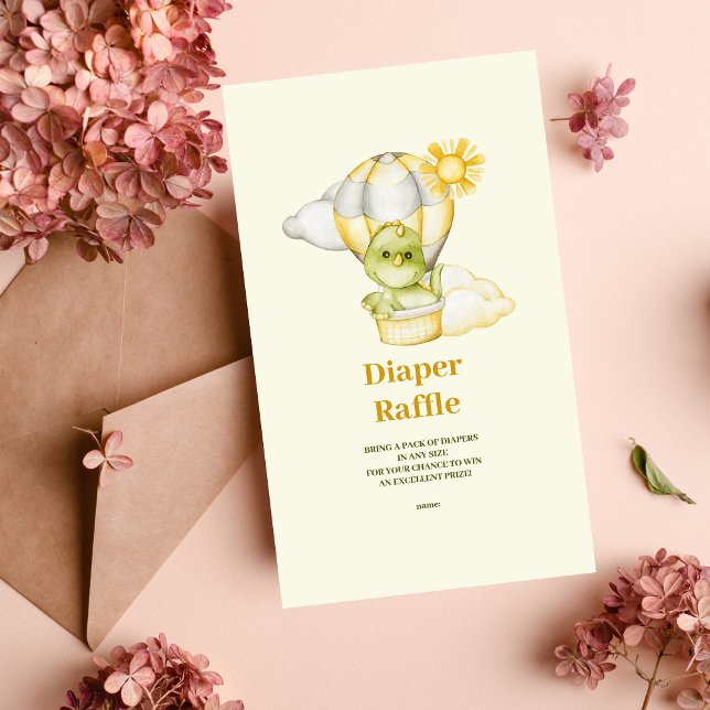 Tarjeta De Recepción Tema de Dinosaurios Pequeña rifa de pañales (Subido por el creador)