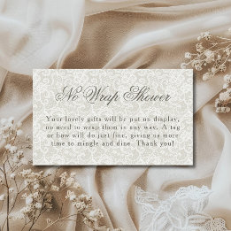 Tarjeta De Recepción Tema de encaje Ivory No Wrap Ducha de novia