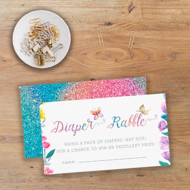 Tarjeta De Recepción Tema de la mariposa Baby Shower Diaper Raffle Tick (Subido por el creador)