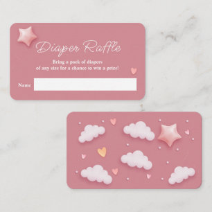 Tarjeta De Recepción Tema de la nube Baby Shower Pink Diaper Raffle
