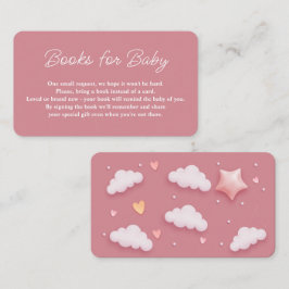 Tarjeta De Recepción Tema de nube Solicitud de libro rosa Baby Shower