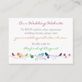 Tarjeta De Recepción Tema del arcoiris Aves Boda de flores Insertar