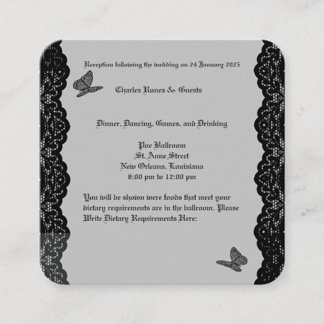 Tarjeta De Recepción Tema del Boda gótico RSVP (Anverso)