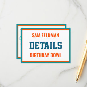 Tarjeta De Recepción Tema del fútbol Aqua Blue & Naranja Detalle de cum