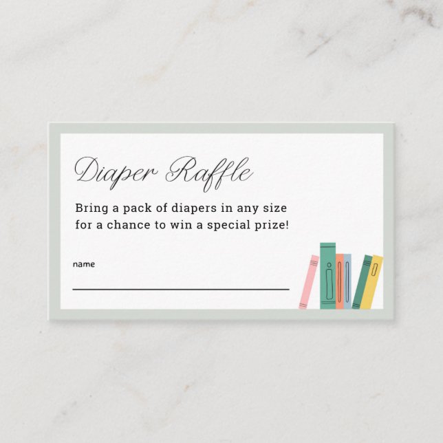 Tarjeta De Recepción Tema del libro Baby Shower Diaper Raffle Tickets (Anverso)
