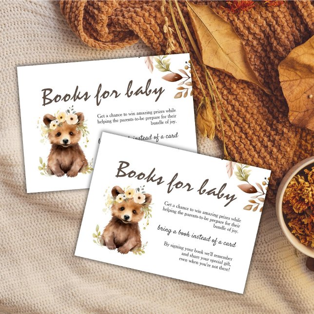 Tarjeta De Recepción Tema del oso rústico Género Libros neutrales para  (Subido por el creador)