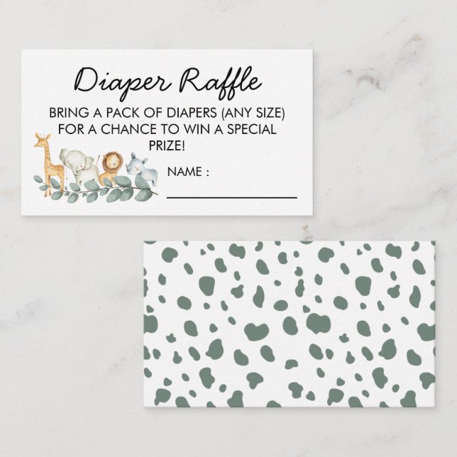 Tarjeta De Recepción Tema del zoológico Baby Shower Diaper Raffle Ticke (Anverso / Reverso)