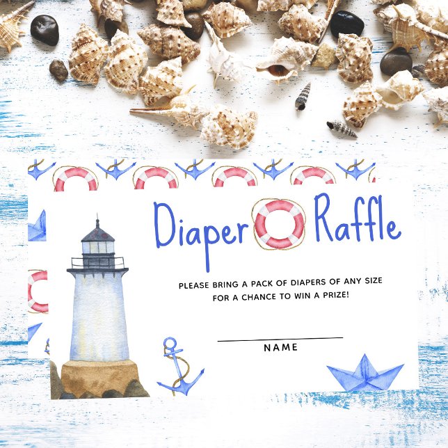 Tarjeta De Recepción Tema náutico acuático - rifa de pañales (Subido por el creador)