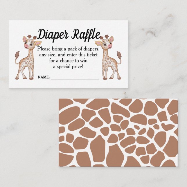 Tarjeta De Recepción Tema Safari Baby Shower Diaper Raffle Ticket Enc (Anverso / Reverso)