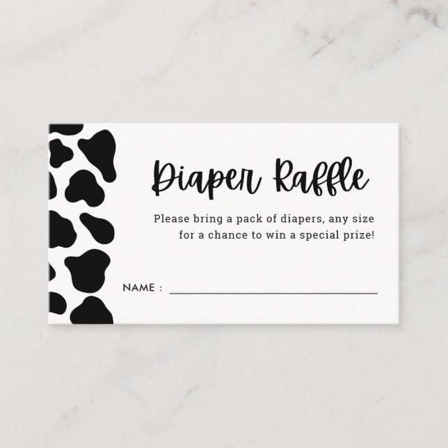 Tarjeta De Recepción Temas de vaca Baby Shower Diaper Raffle Tickets (Anverso)
