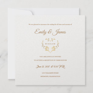 Tarjeta de recepción Temple Wedding Fancy Gold Hea
