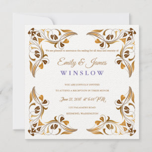 Tarjeta de recepción Temple Wedding Fancy Leaf Bor