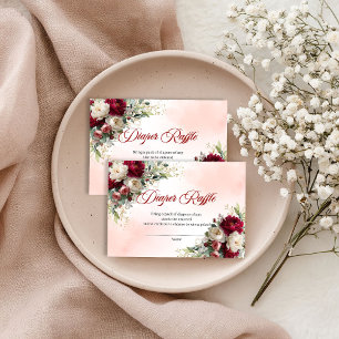 Tarjeta De Recepción Tendencia Boho Borgoña Floral Dorado Sorteo de Pañ