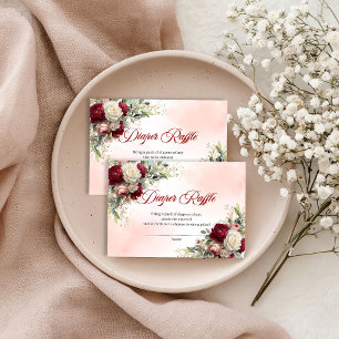 Tarjeta De Recepción Tendencia Burgundy Oro Peonía Floral Rifa de Pañal