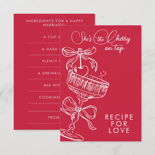 Tarjeta De Recepción Tendencias Rojas Ella Es La Cereza En La Parte Sup (Anverso / Reverso)