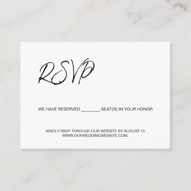 Tarjeta De Recepción Tenemos asientos reservados para su presupuesto de (Anverso)