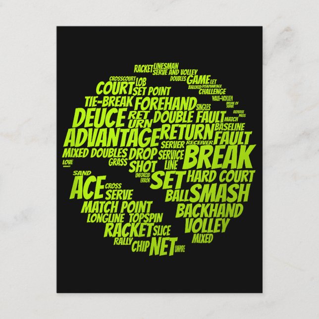 Tarjeta De Recepción Tenis Jugador De Tenis Jugando A La Pelota De Teni (Anverso)