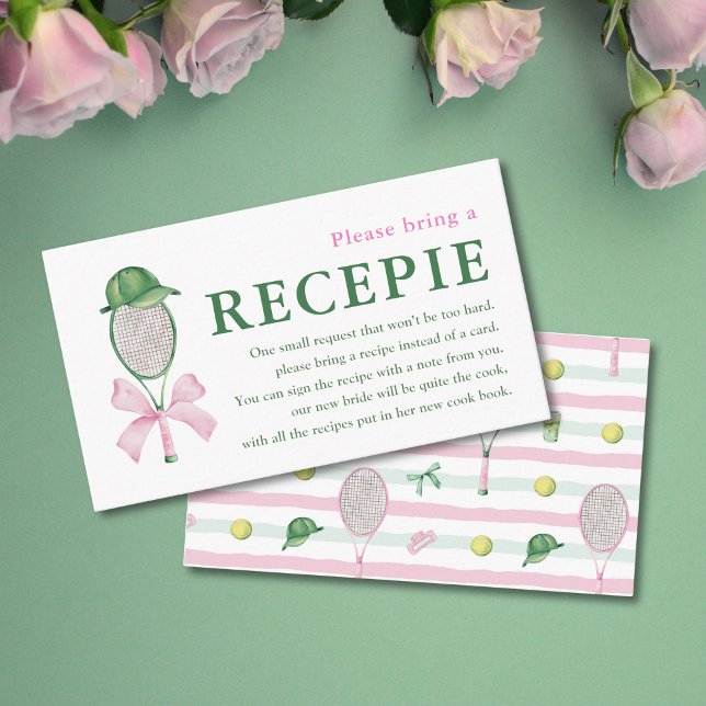 Tarjeta De Recepción Tennis Bridal Shower Recipe Enclosure Card Insert (Subido por el creador)
