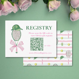 Tarjeta De Recepción Tennis Bridal Shower Registry QR Code 