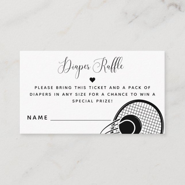 Tarjeta De Recepción Tennis Racket Ball Sport Baby Shower Diaper Raffle (Anverso)