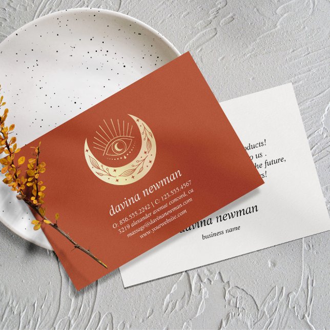 Tarjeta De Recepción Tercer Ojo Luna Dorada Cliente Gracias Boho Óxido (Subido por el creador)